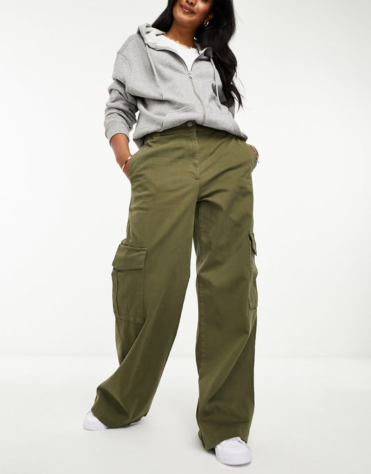 BOSS Targo-D wide leg cargo trousers in dark green