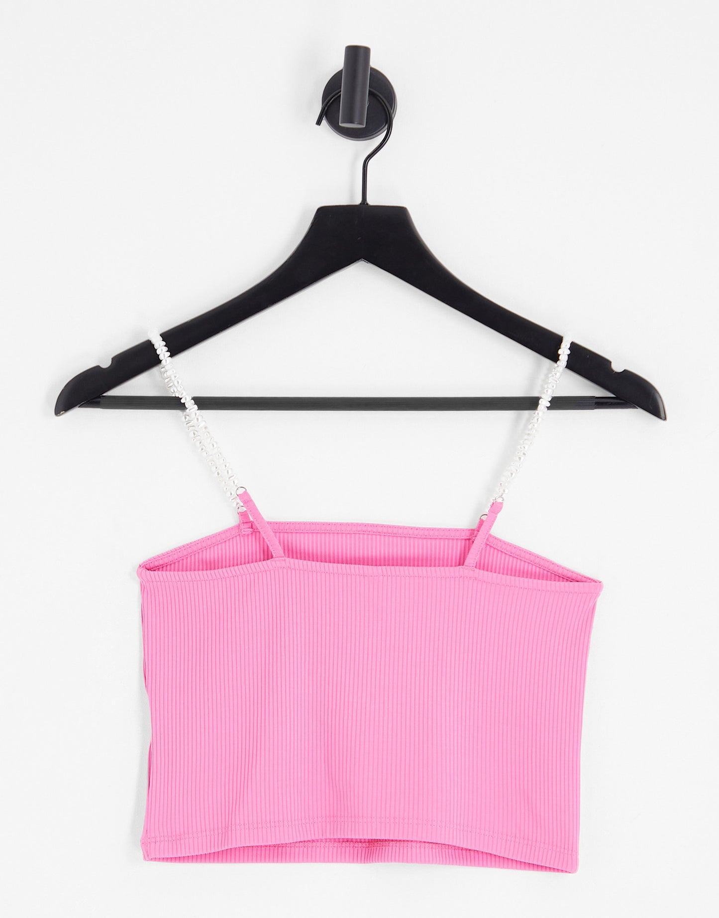 Only crop top with pearl straps in bright pink