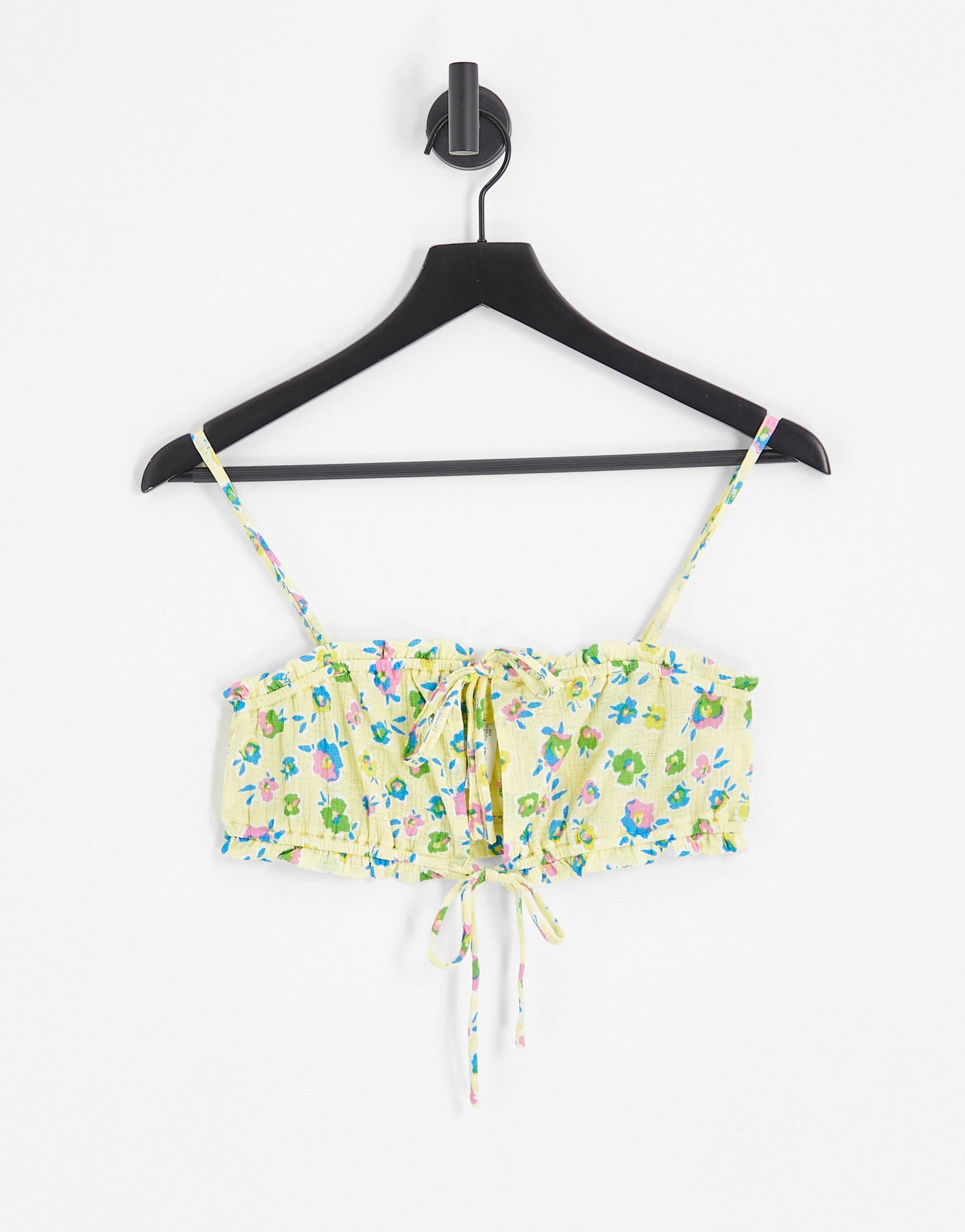 Only Tall tie detail crop top co-ord in yellow ditsy floral