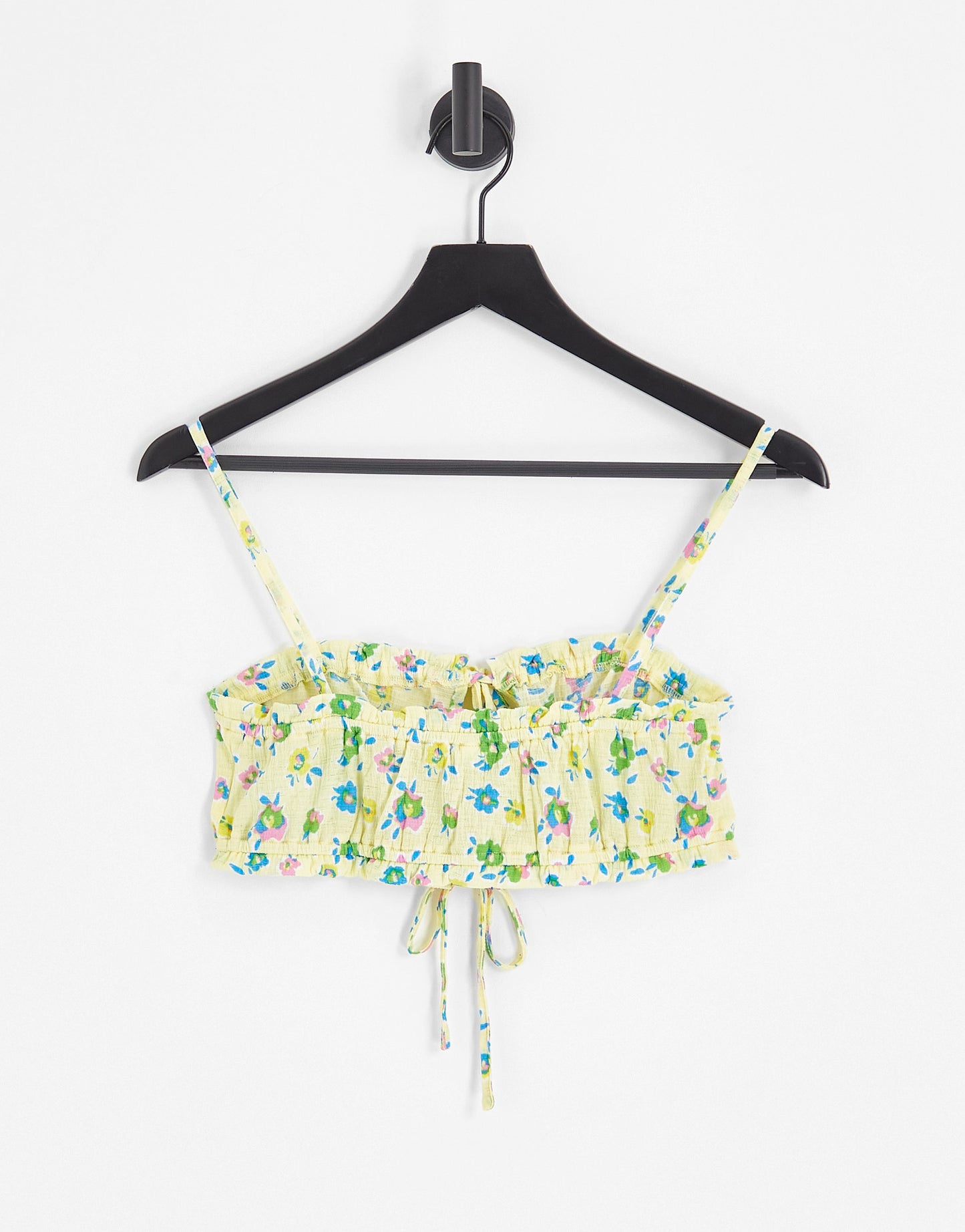 Only Tall tie detail crop top co-ord in yellow ditsy floral