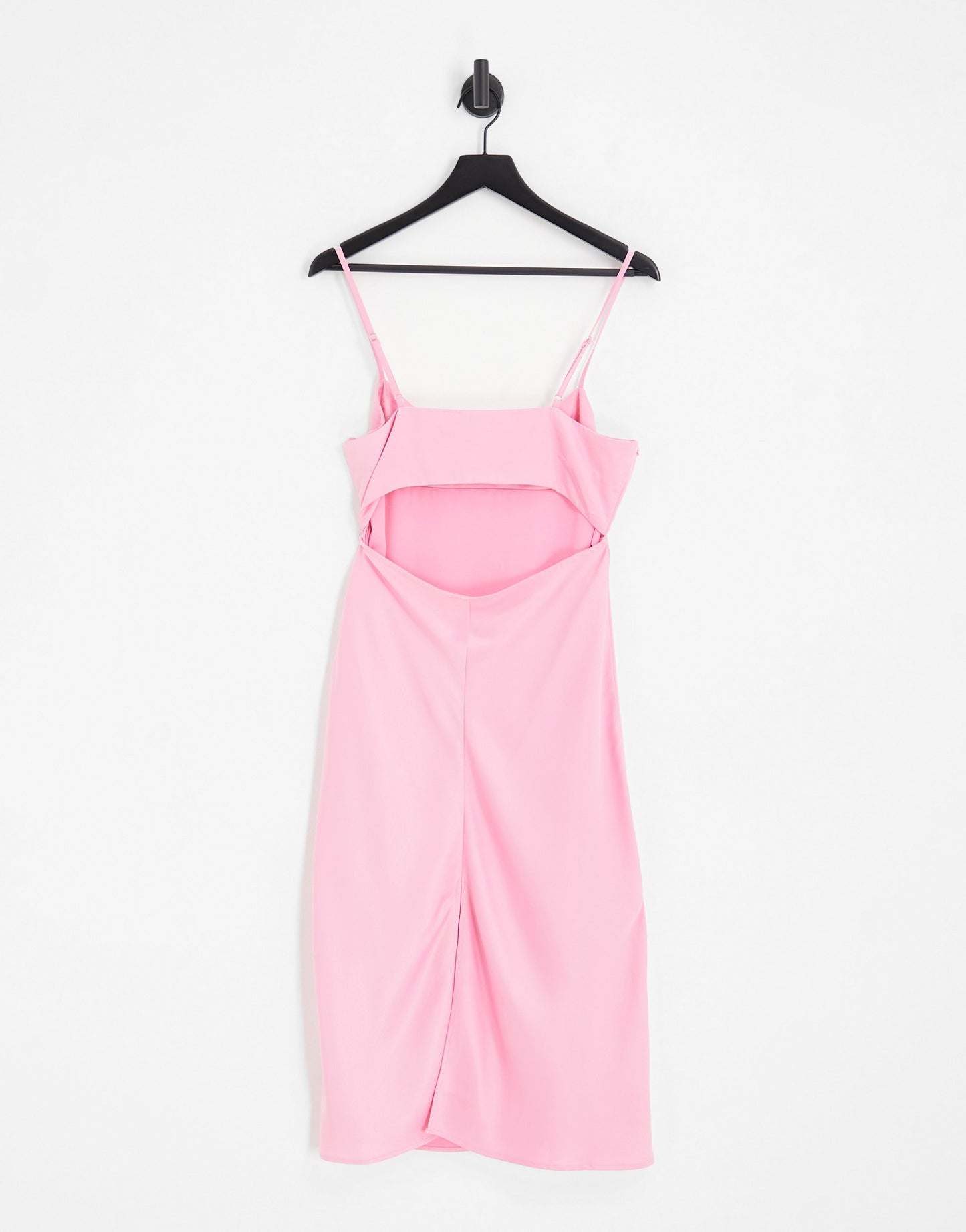 Only Petite satin slip midi dress in pink