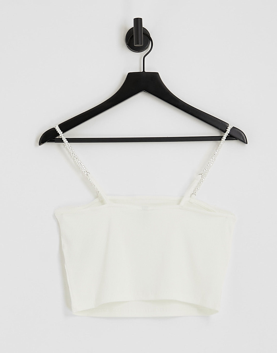 Only Petite crop top with pearl straps in white