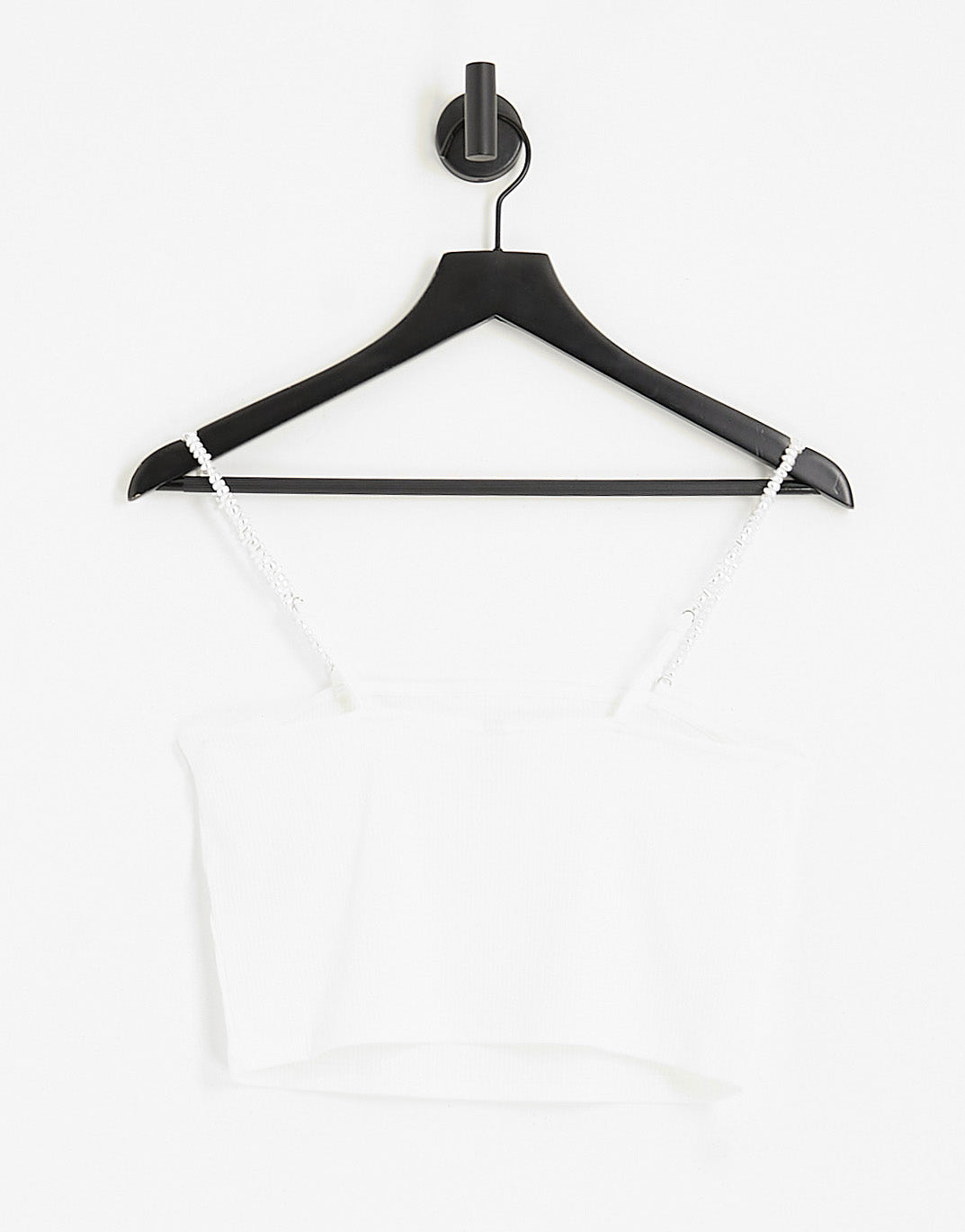 Only Petite crop top with pearl straps in white