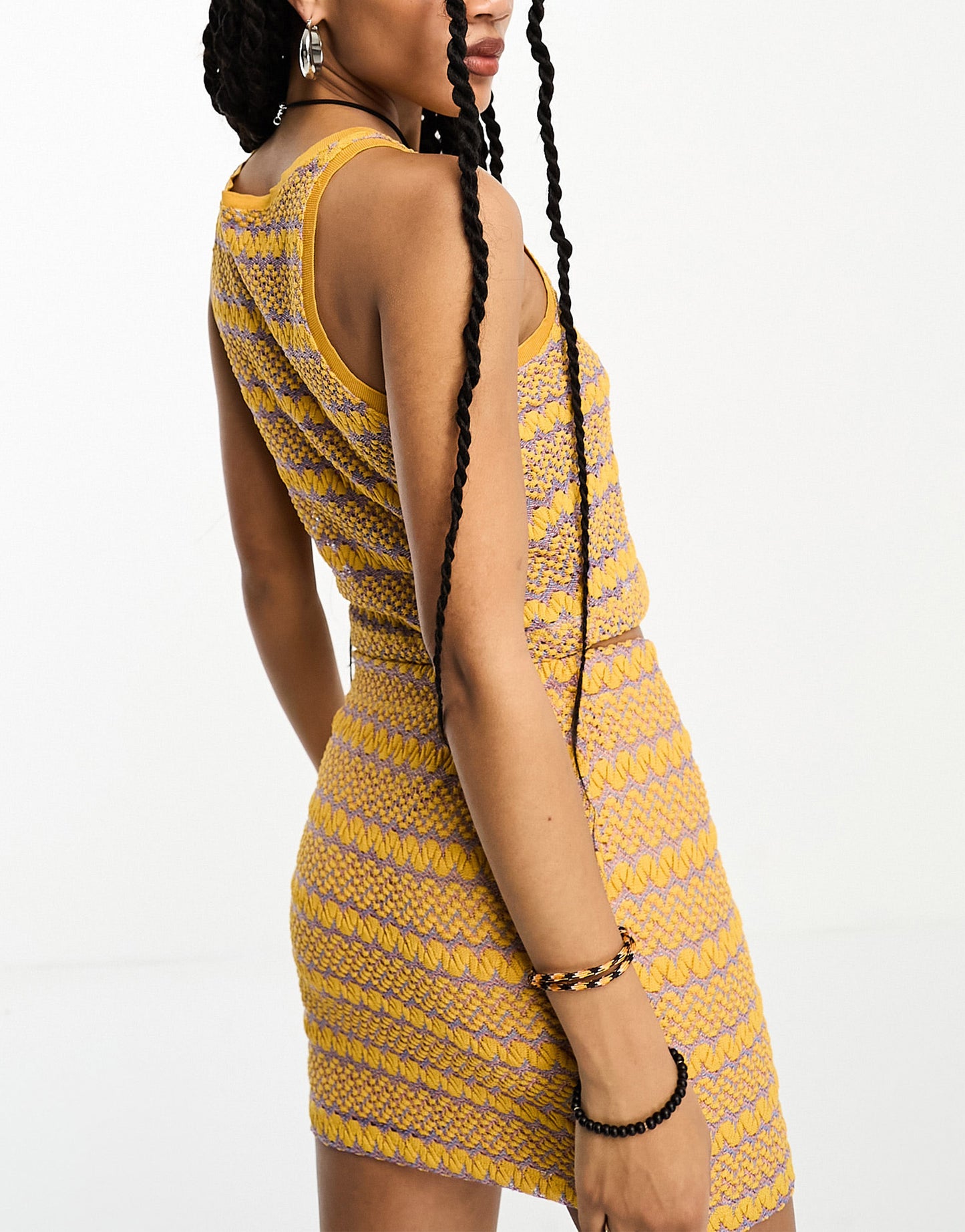 ONLY cropped racer neck co-ord in yellow zig zag