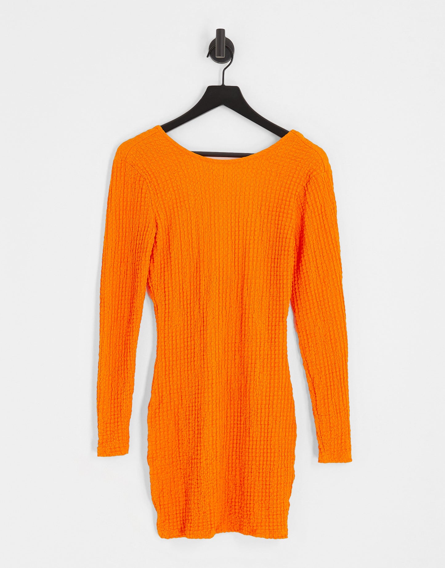 Only textured open back mini dress in orange