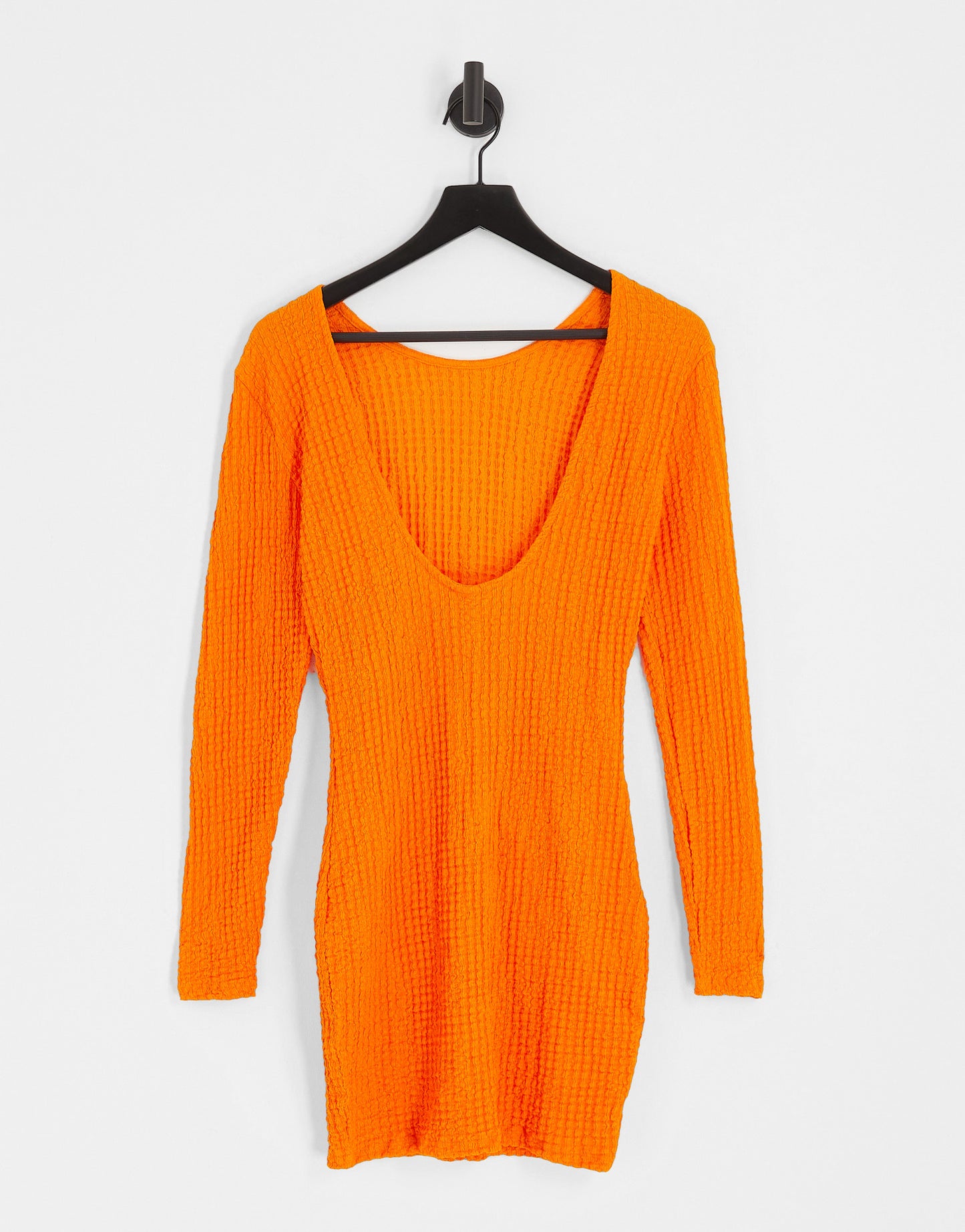 Only textured open back mini dress in orange