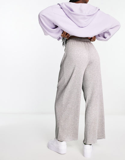 ASOS DESIGN plisse wide leg trouser culottes in grey