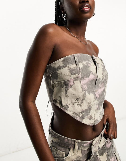 Urban Revivo co-ord bandeau top in camo