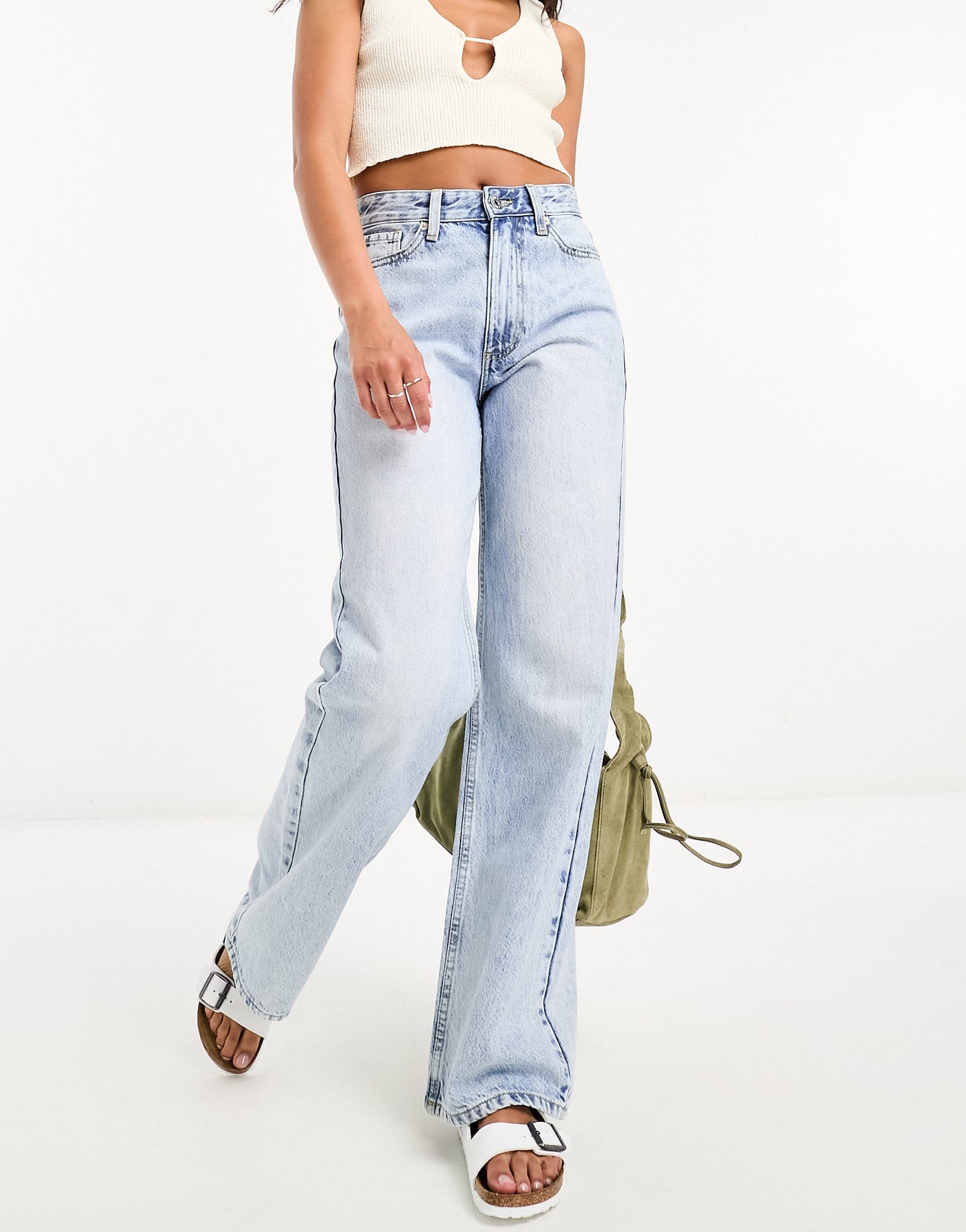 River Island 90s straight mid rise jean in light blue