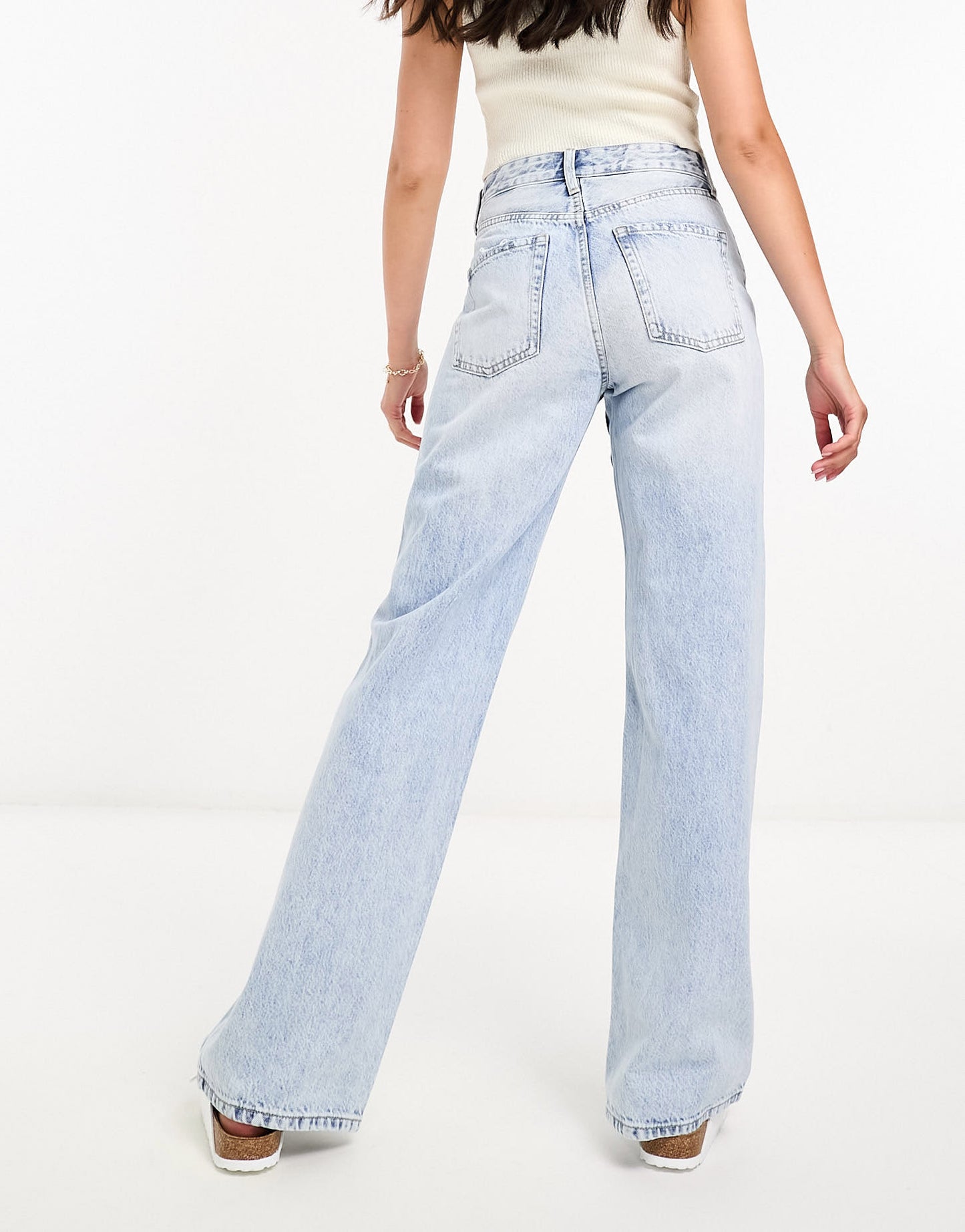 River Island 90s straight mid rise jean in light blue