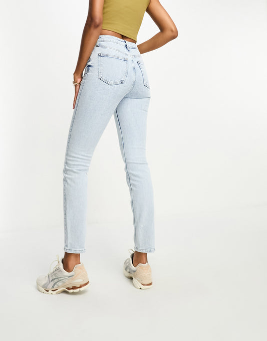 River Island Tall slim mom jean in light blue wash