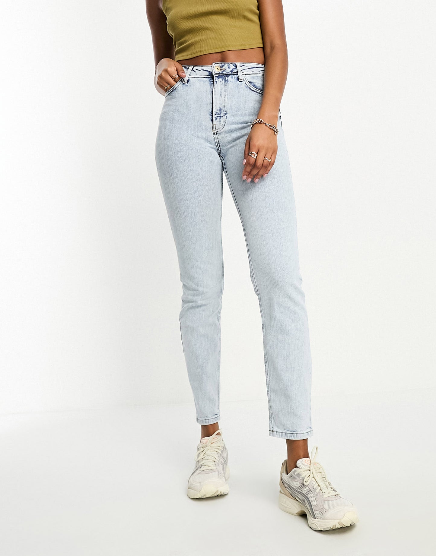 River Island Tall slim mom jean in light blue wash