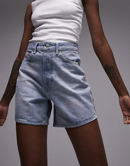 Topshop Tall denim editor short in bleach