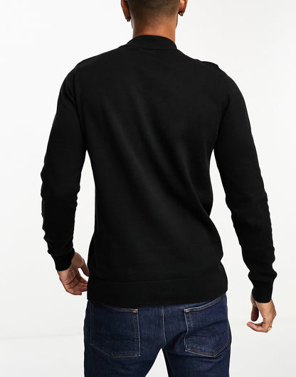 Brave Soul cotton turtle neck jumper in black