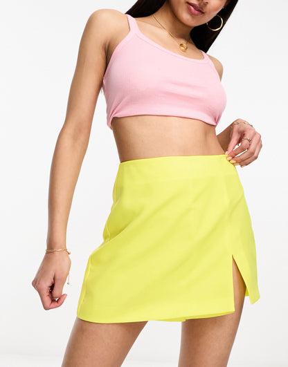 ASOS DESIGN clean split skort in yellow