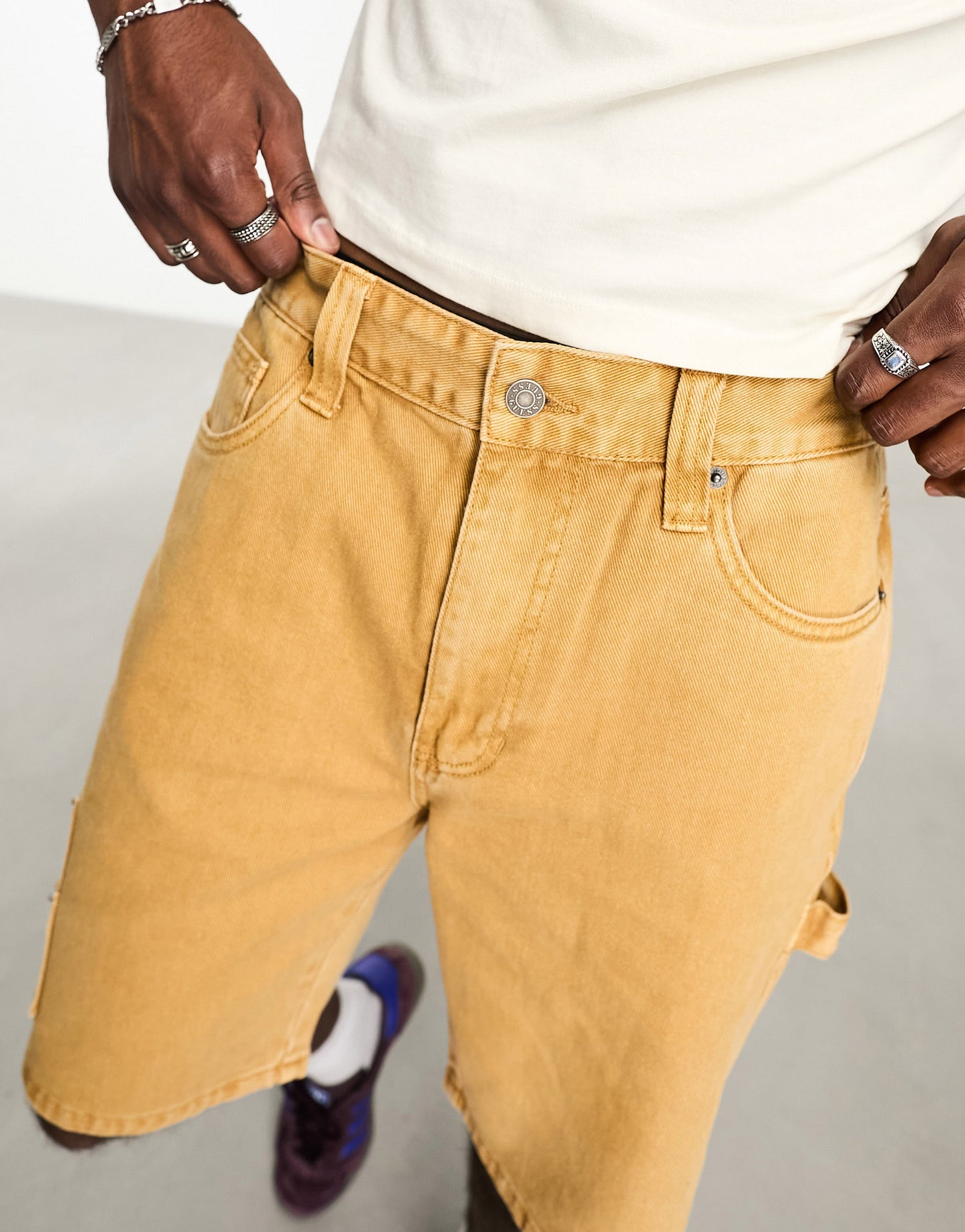 GUESS Originals aged carpenter shorts in tan