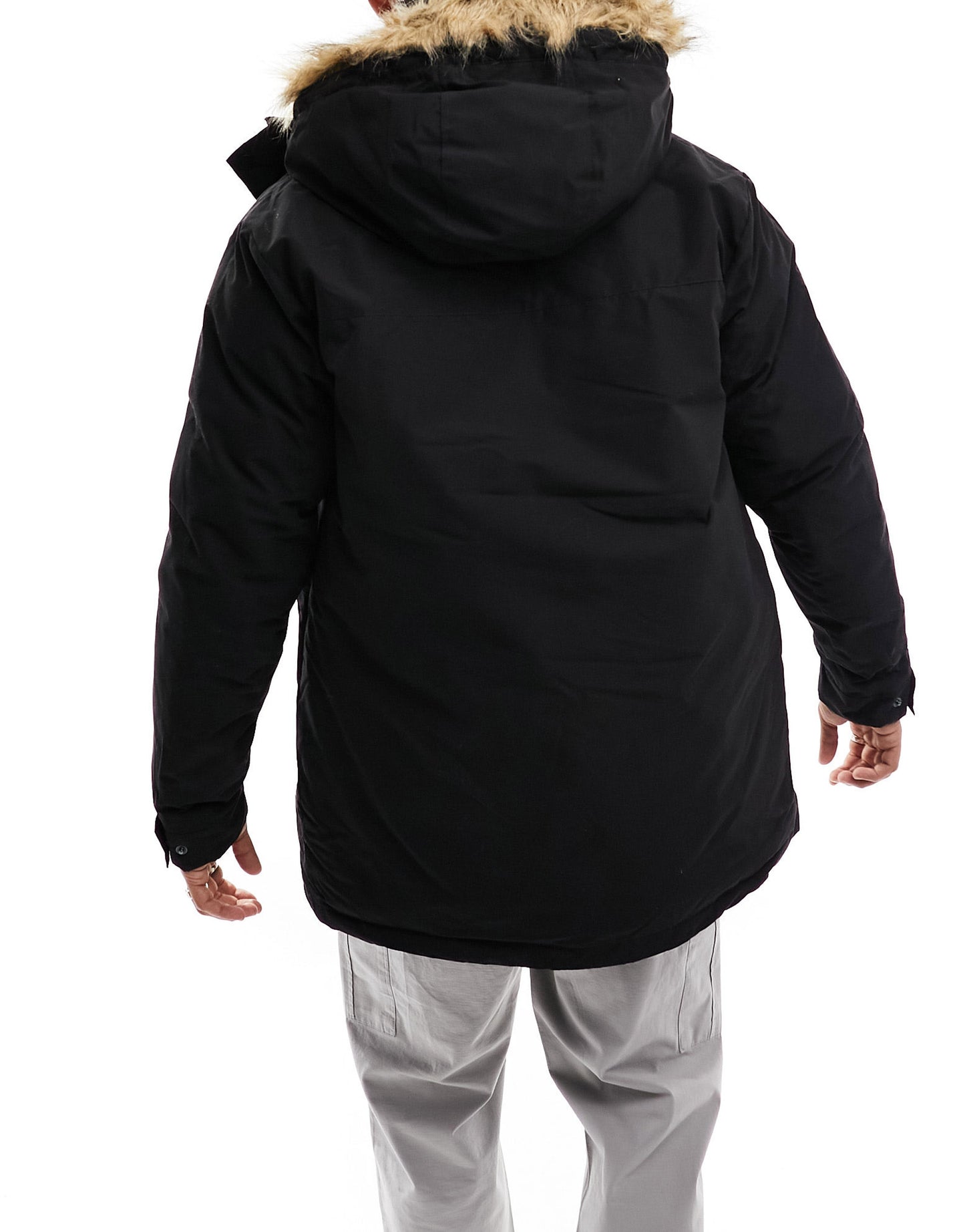 Jack & Jones parka with faux fur hood in black