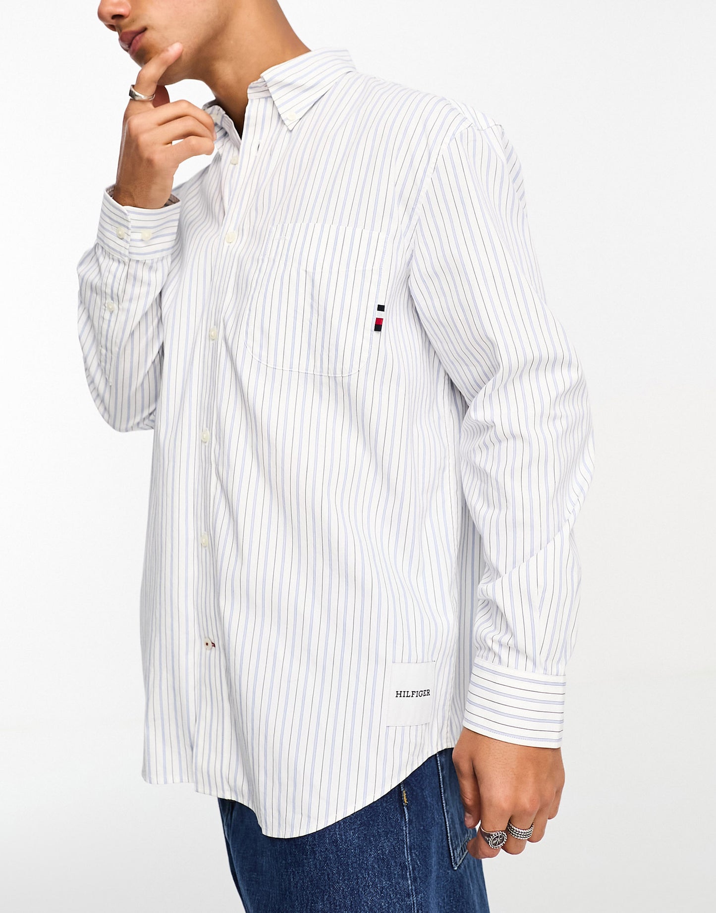 Tommy Hilfiger classic stripe long sleeve shirt in blue