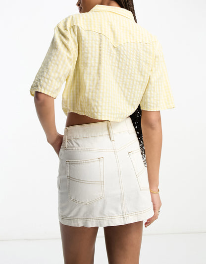 Wrangler loose fit resort seersucker shirt in yellow gingham