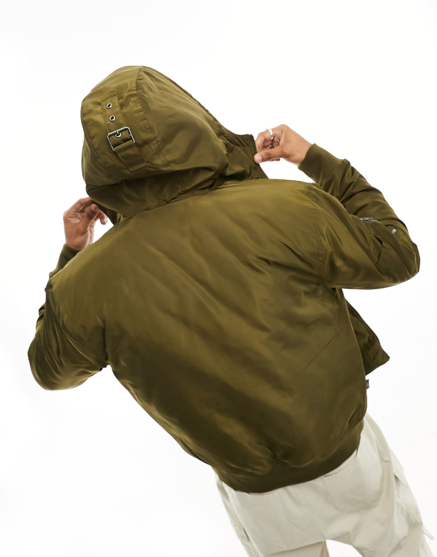 Le Breve bomber jacket with hood in khaki