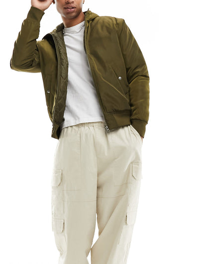 Le Breve bomber jacket with hood in khaki