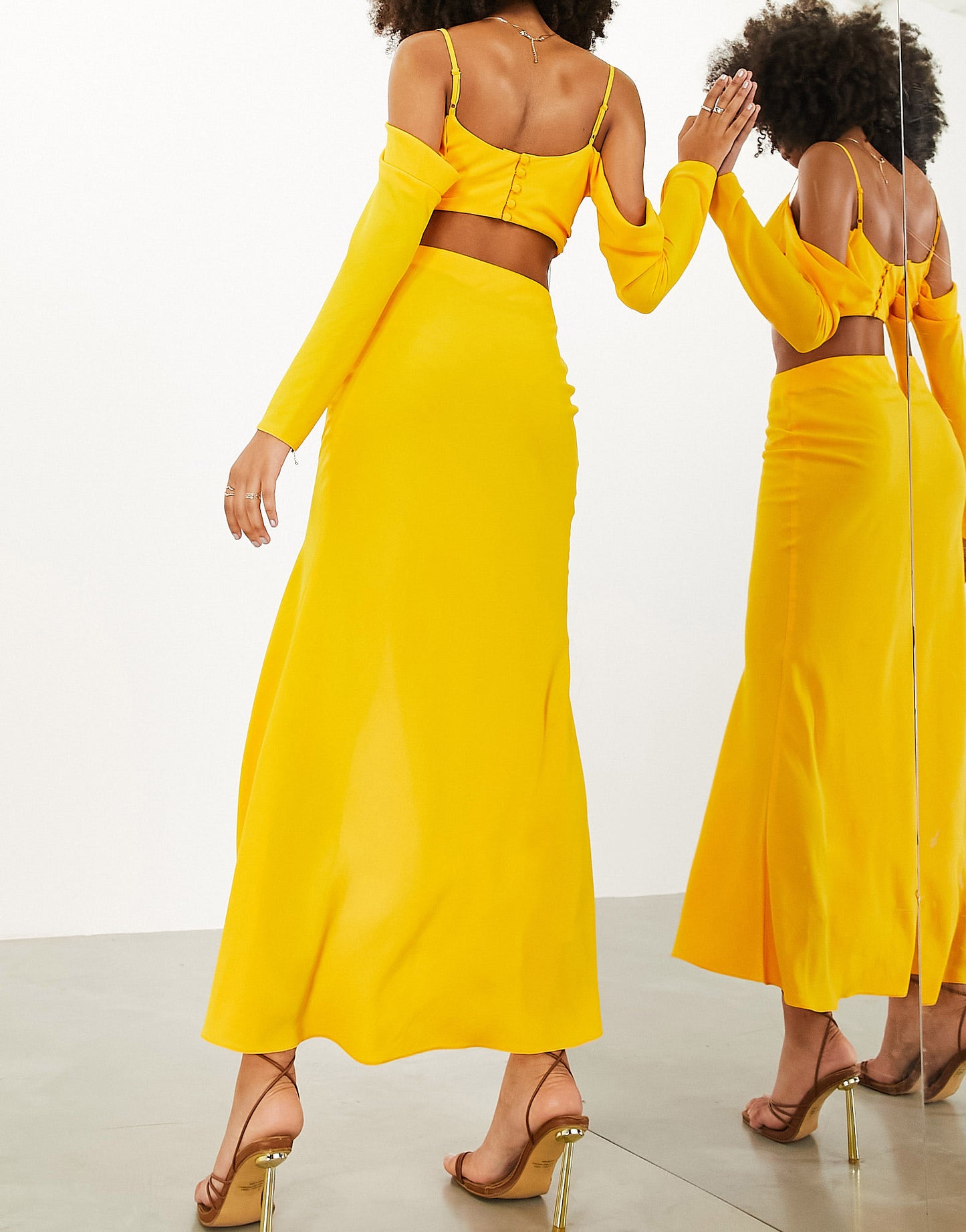 ASOS EDITION high split maxi skirt in orange