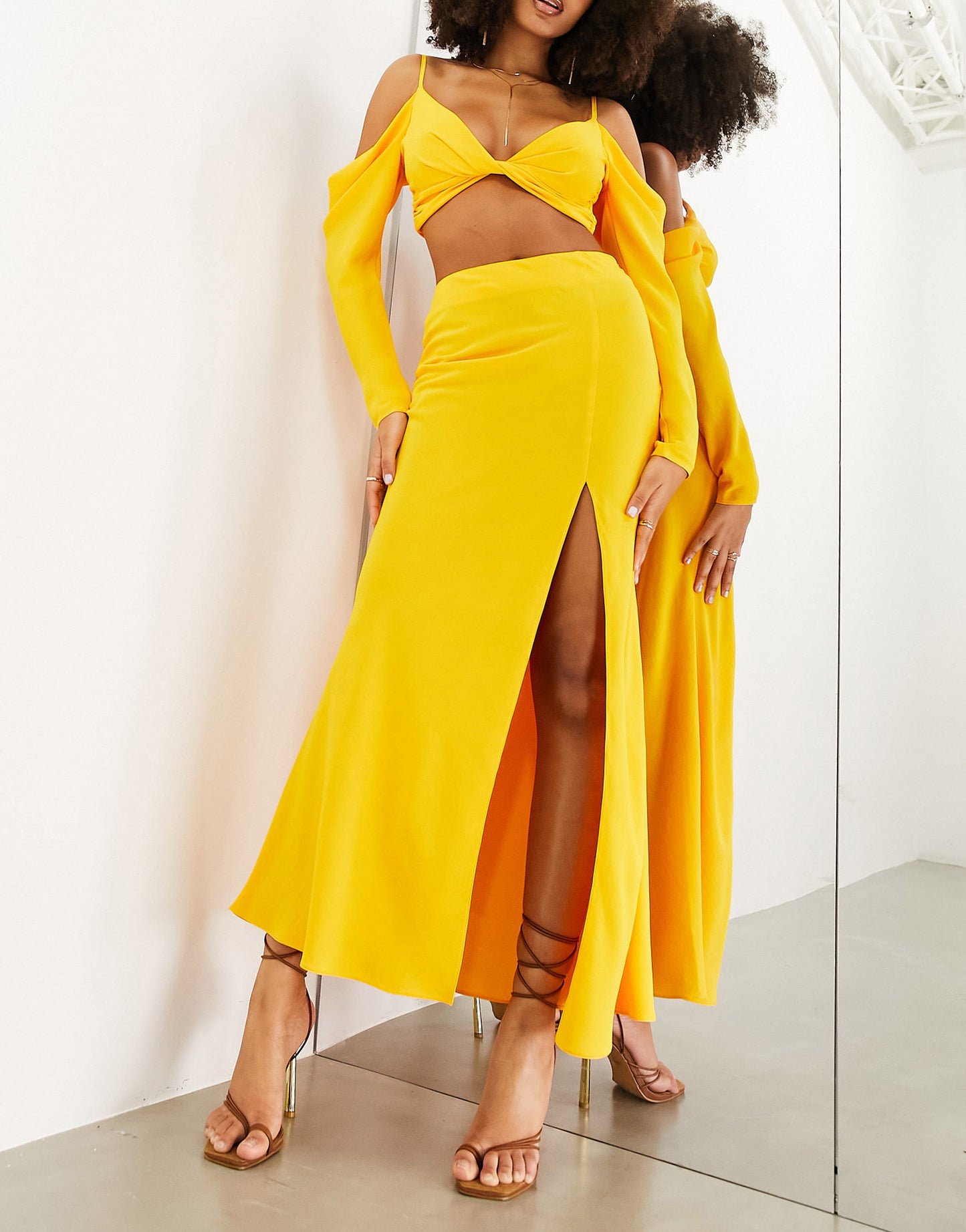 ASOS EDITION high split maxi skirt in orange