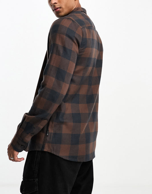 ONLY & SONS buffalo check shirt in brown and navy