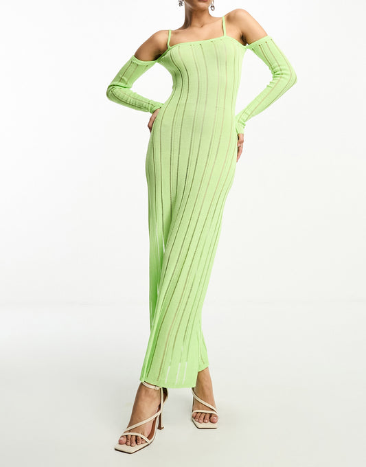 NA-KD x Josefine HJ long sleeve maxi dress in green