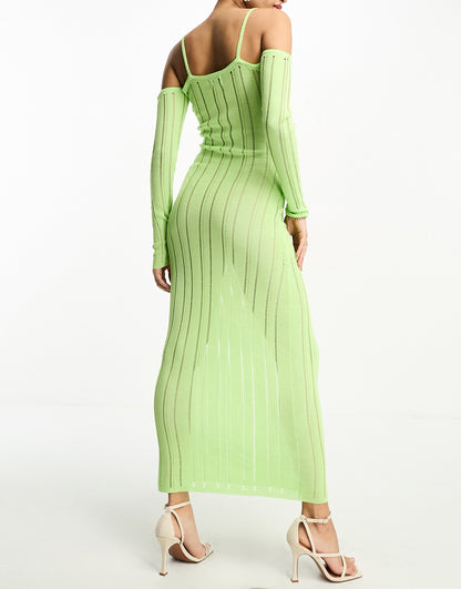 NA-KD x Josefine HJ long sleeve maxi dress in green