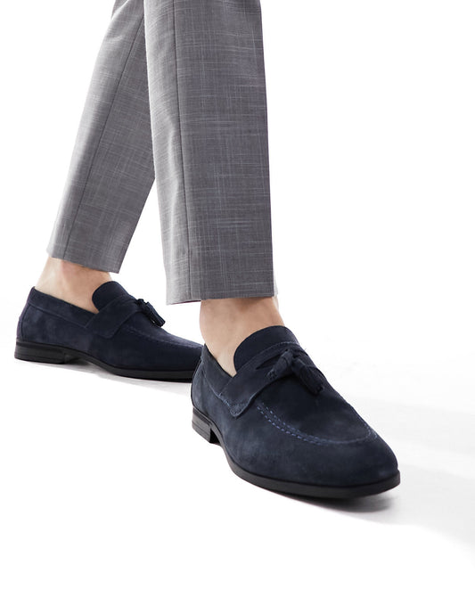 River Island suede tassel loafer in navy