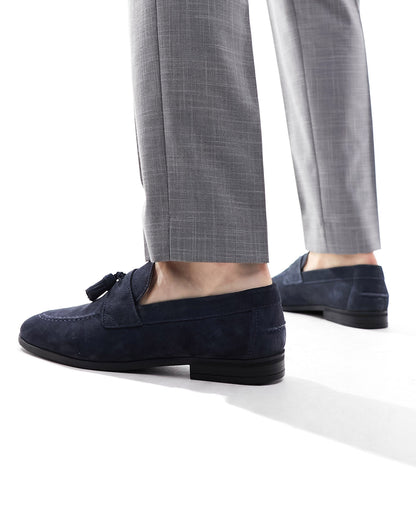 River Island suede tassel loafer in navy