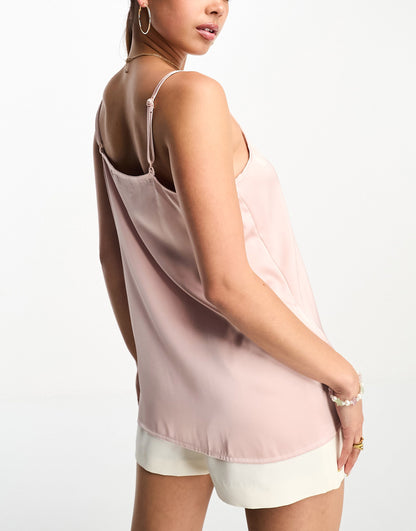 In The Style x Jac Jossa exclusive lace trim cami in pale pink