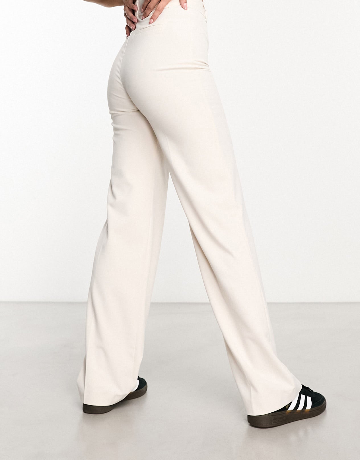 Pull&Bear high waisted tailored trousers in ecru