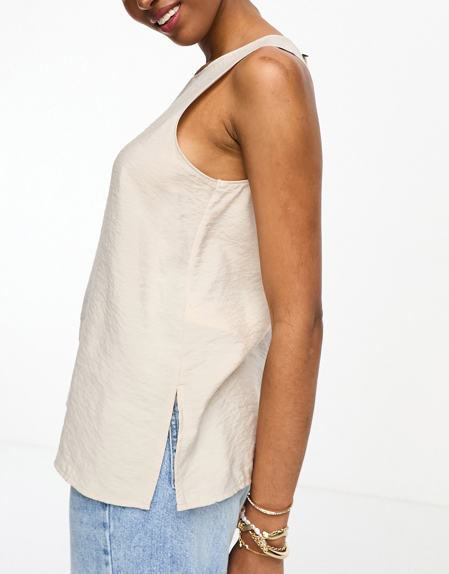 Vero Moda woven vest top in stone