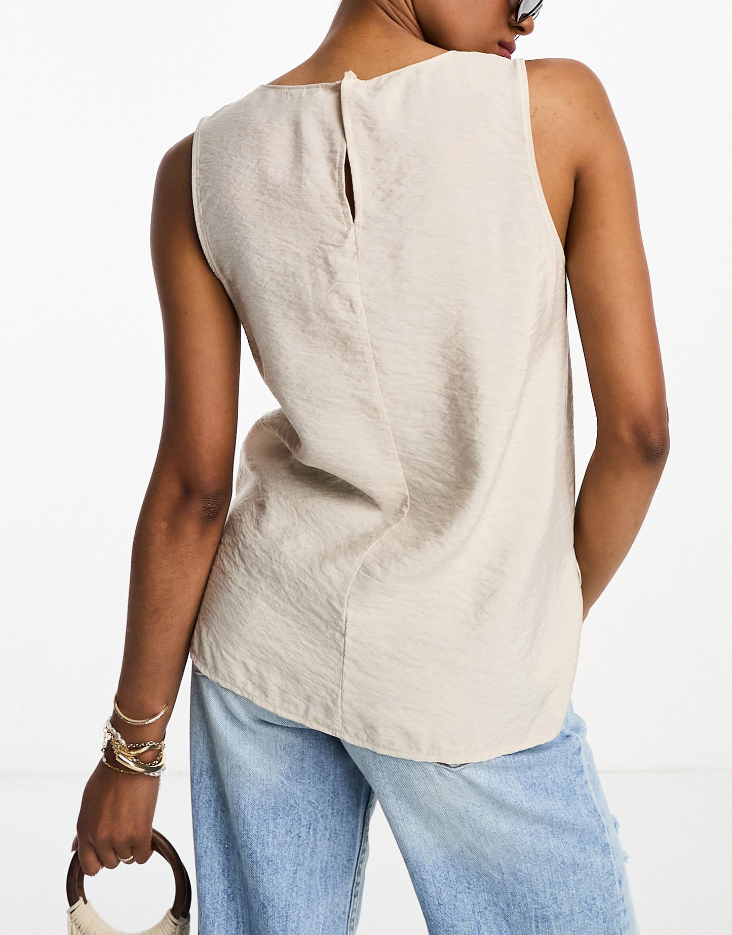 Vero Moda woven vest top in stone