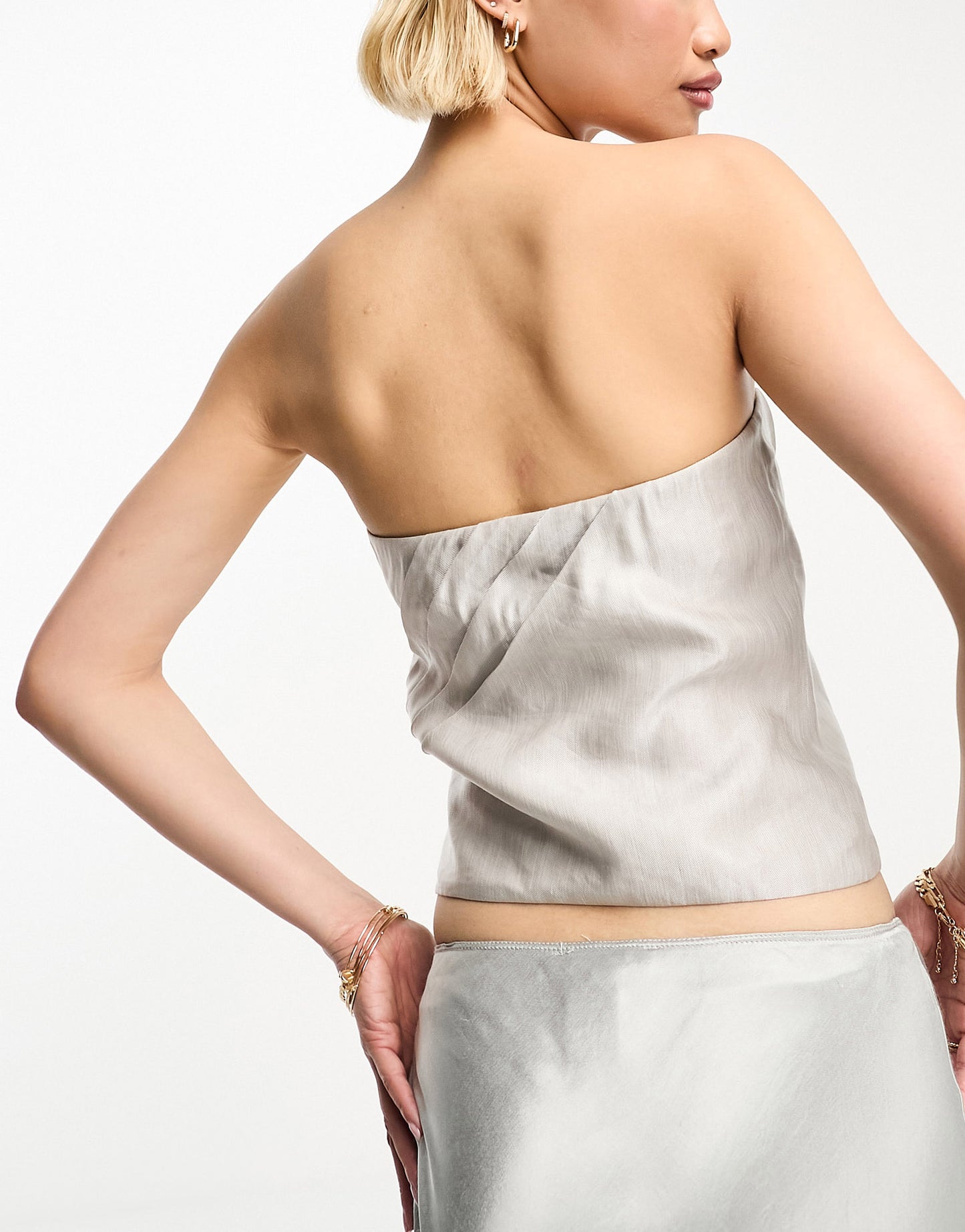 & Other Stories linen strapless bustier top in mole