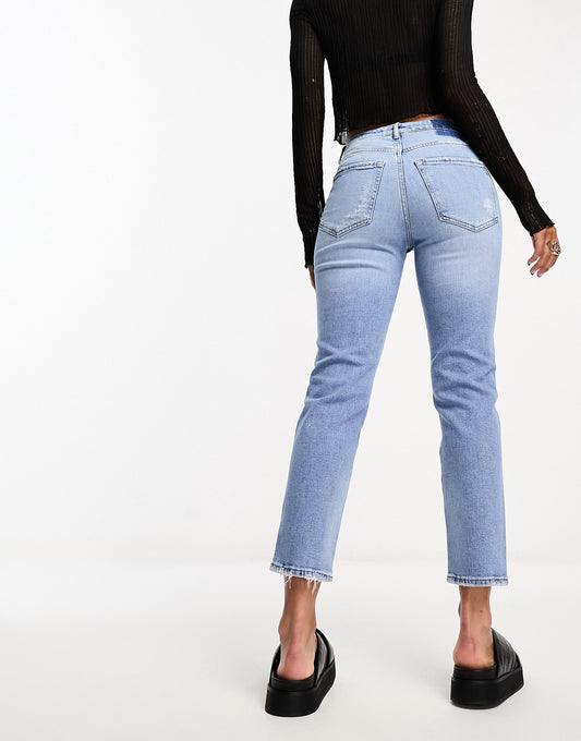 River Island slim mom jean in light blue wash