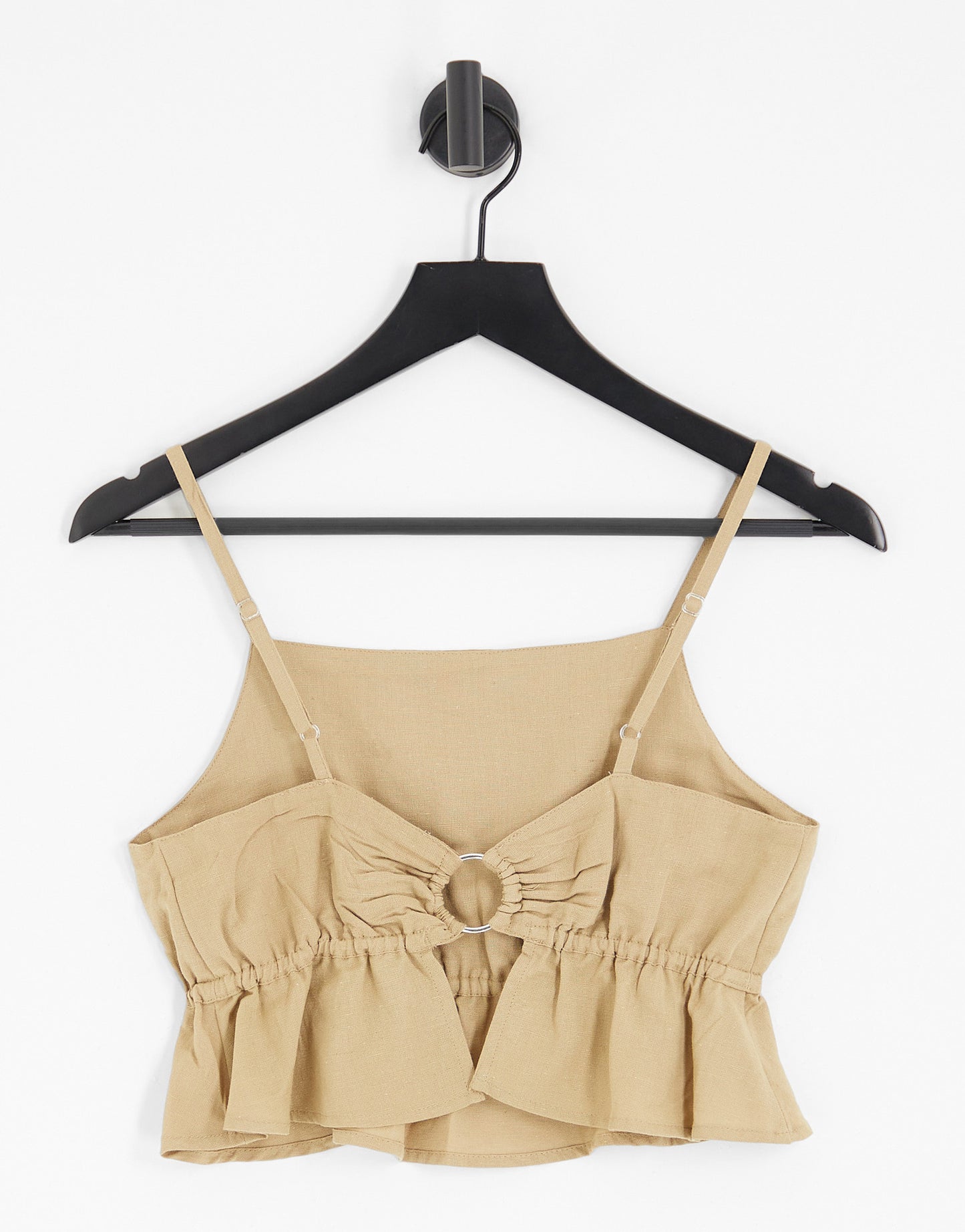 ONLY linen blend open back crop top in mushroom