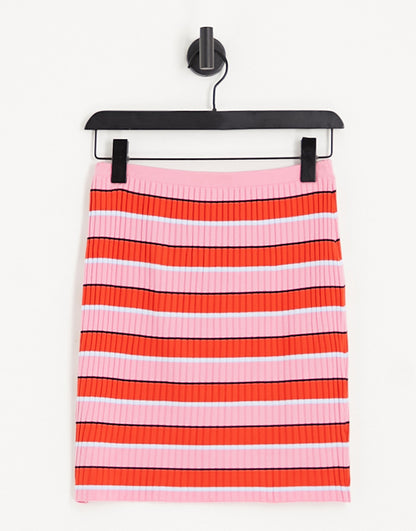 ONLY mini bodycon skirt co-ord in pink and red stripe