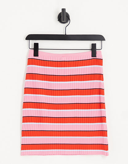 ONLY mini bodycon skirt co-ord in pink and red stripe