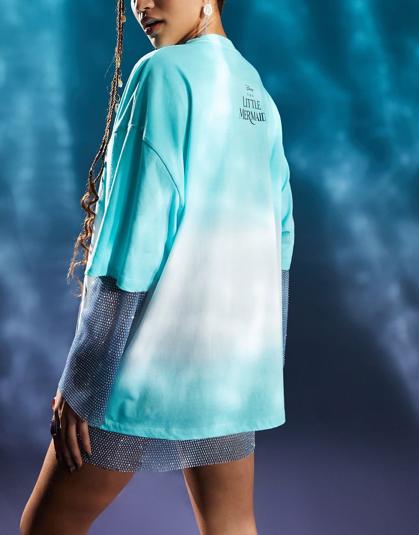 ASOS DESIGN - The Little Mermaid Unisex ombre oversized t-shirt with ariel licence graphic print