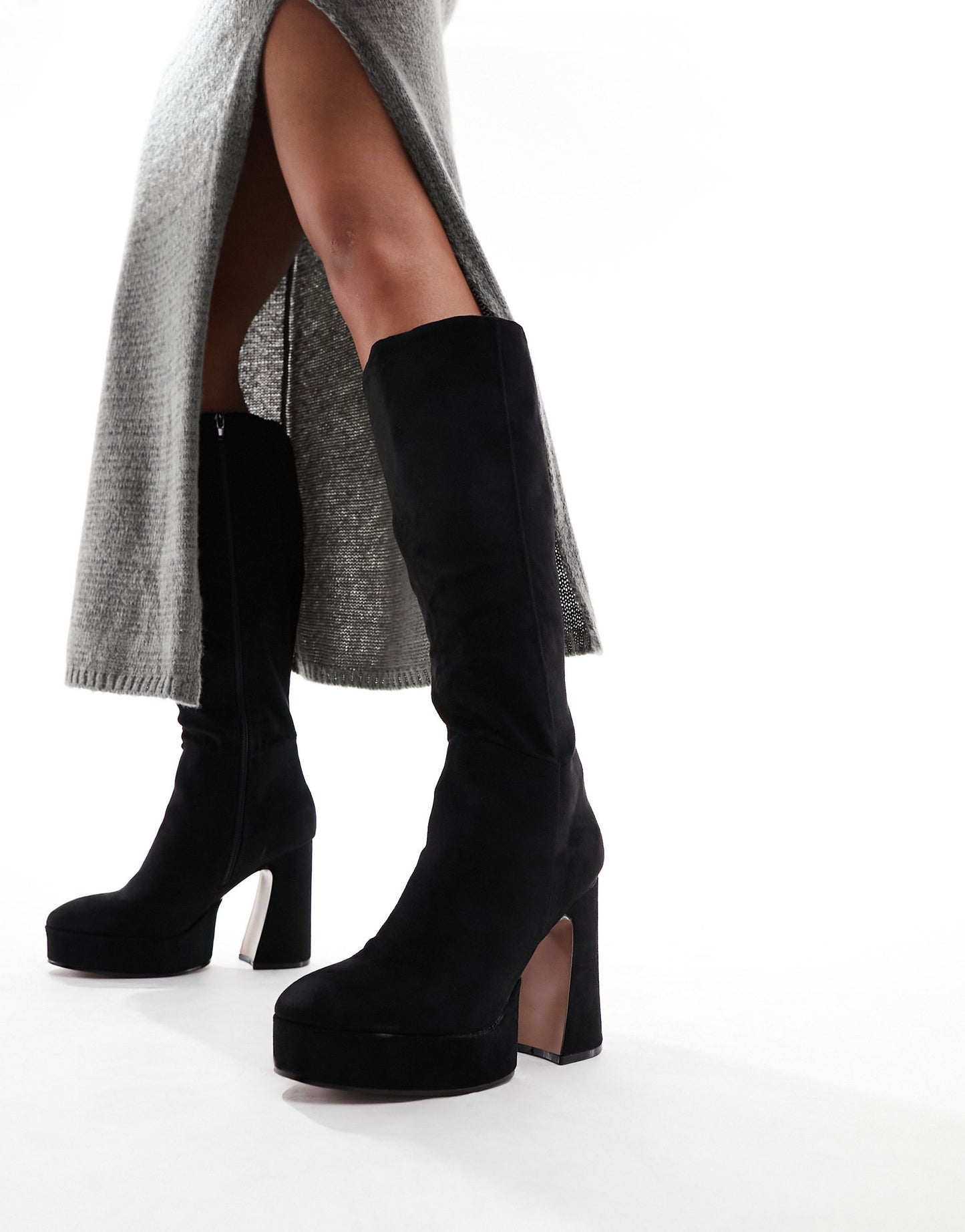 ASOS DESIGN Capri platform knee boots in black