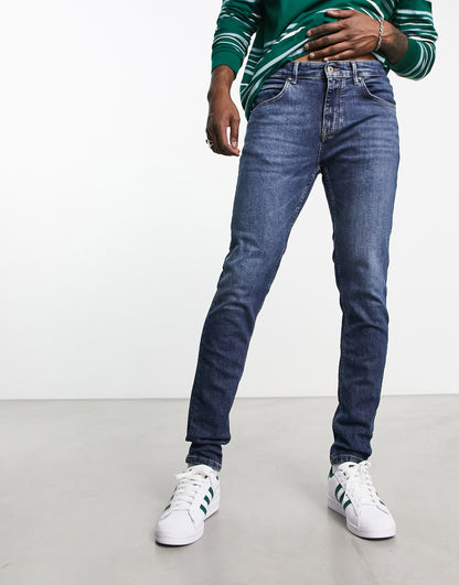 Pull&Bear basic skinny jeans in dark blue