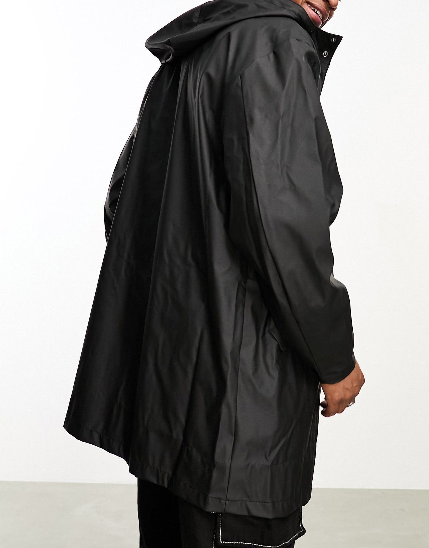 ASOS DESIGN rubberised rain jacket in black