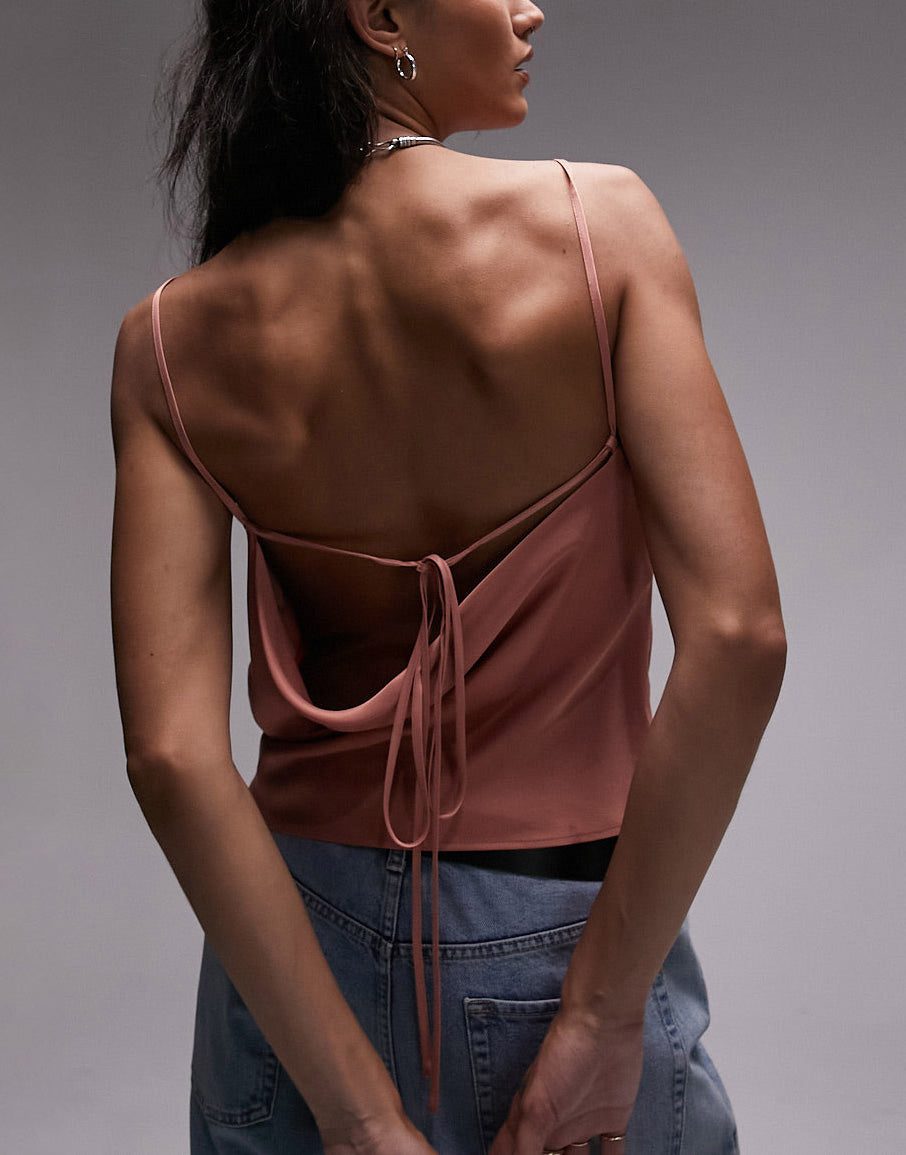 Topshop cowl cami in rose