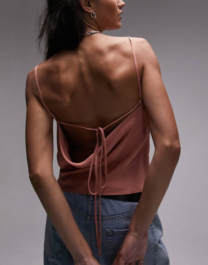 Topshop cowl cami in rose