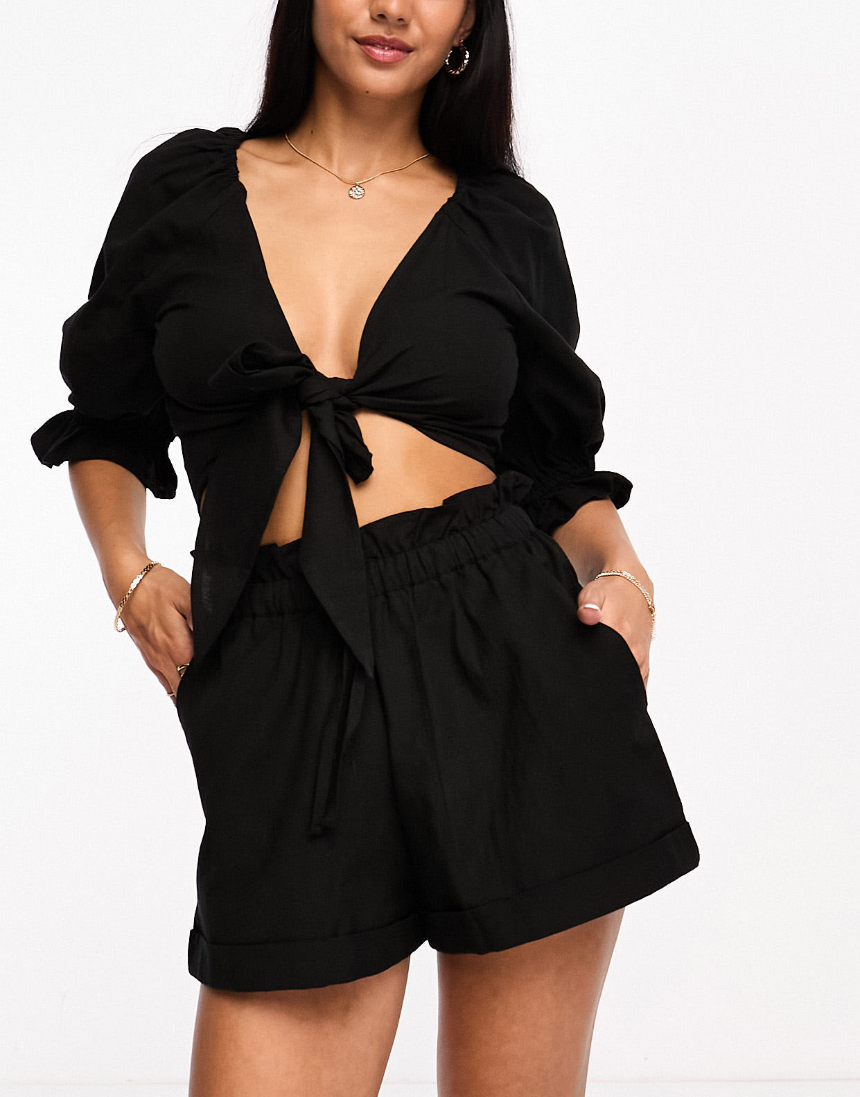 Esmee beach short co-ord in black