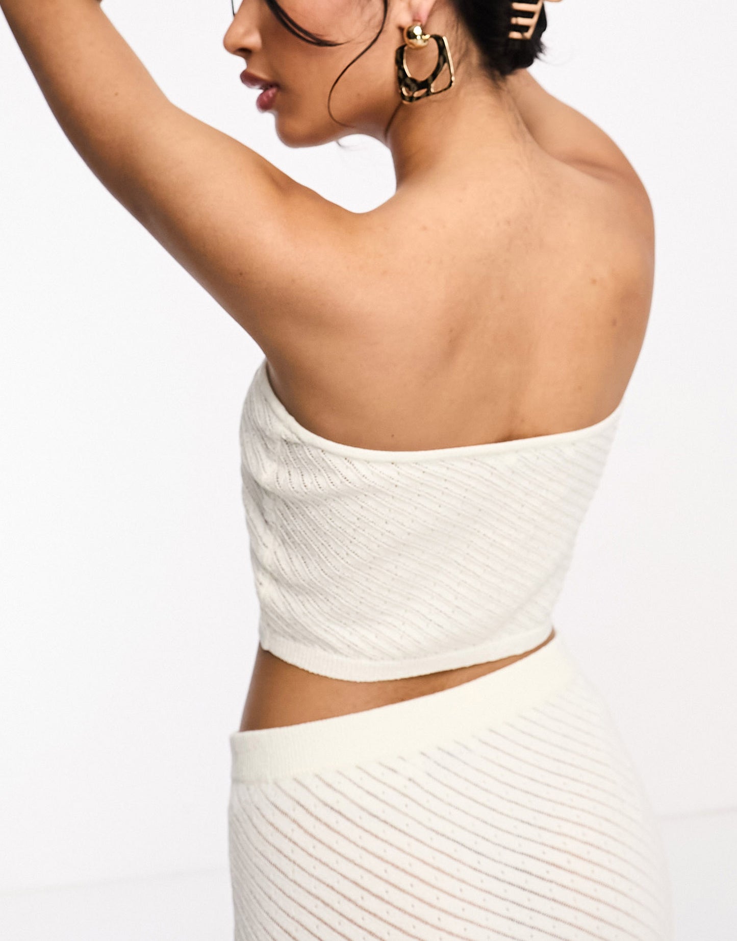 NA-KD x Jessica Haller co-ord  crochet bandeau in off white