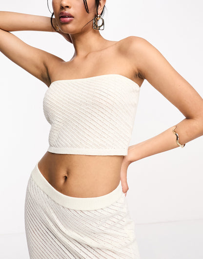 NA-KD x Jessica Haller co-ord  crochet bandeau in off white